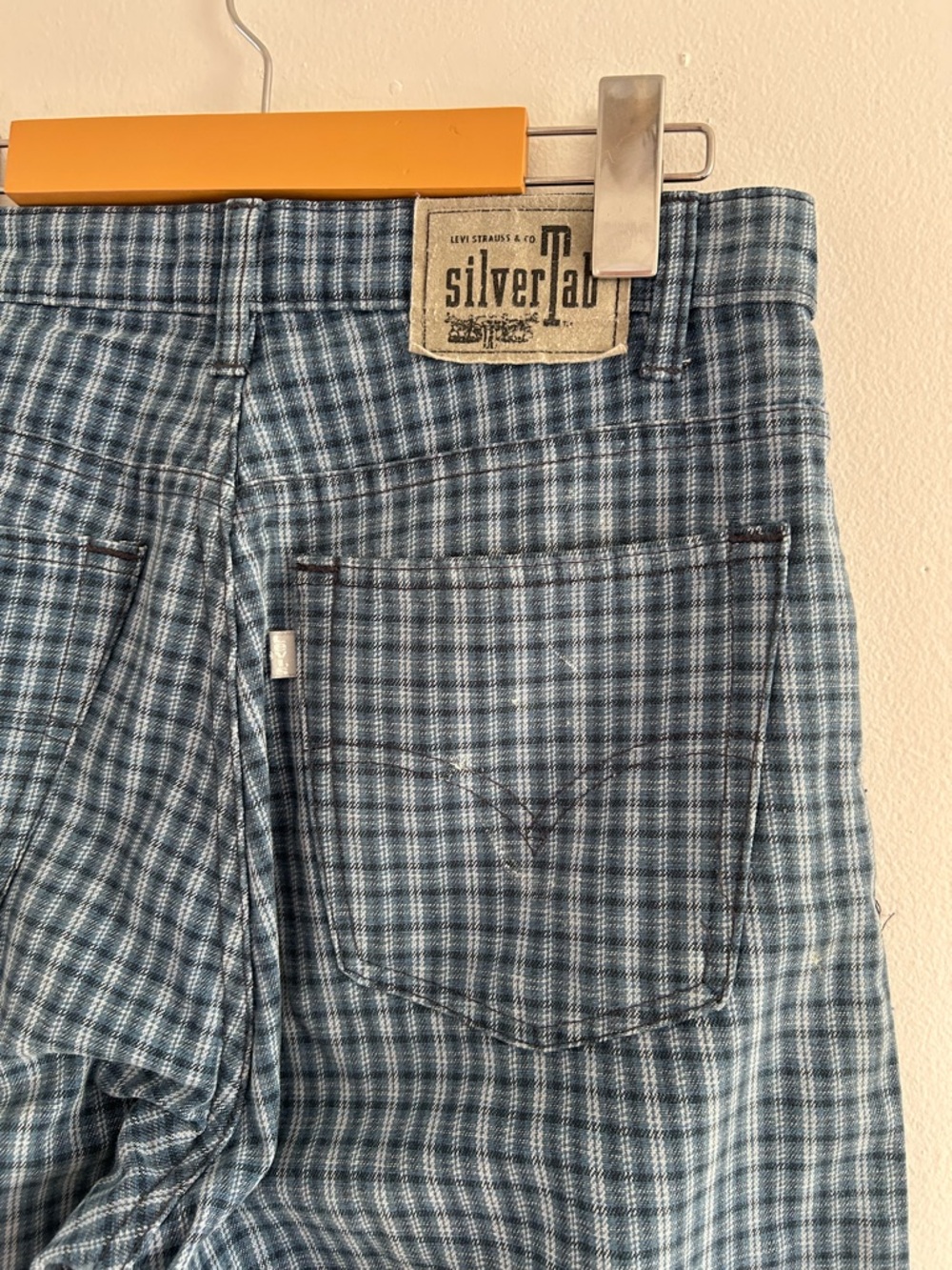 Vintage Levi's SilverTab Blue Check Relaxed Fit Men's pants 30x26 - Picture 4 of 10